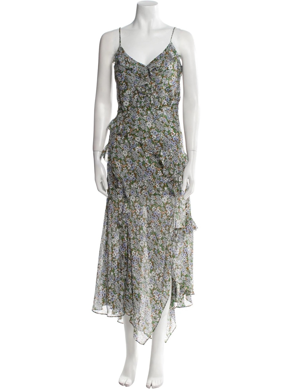 Veronica Beard Green Floral Maxi Slip Dress